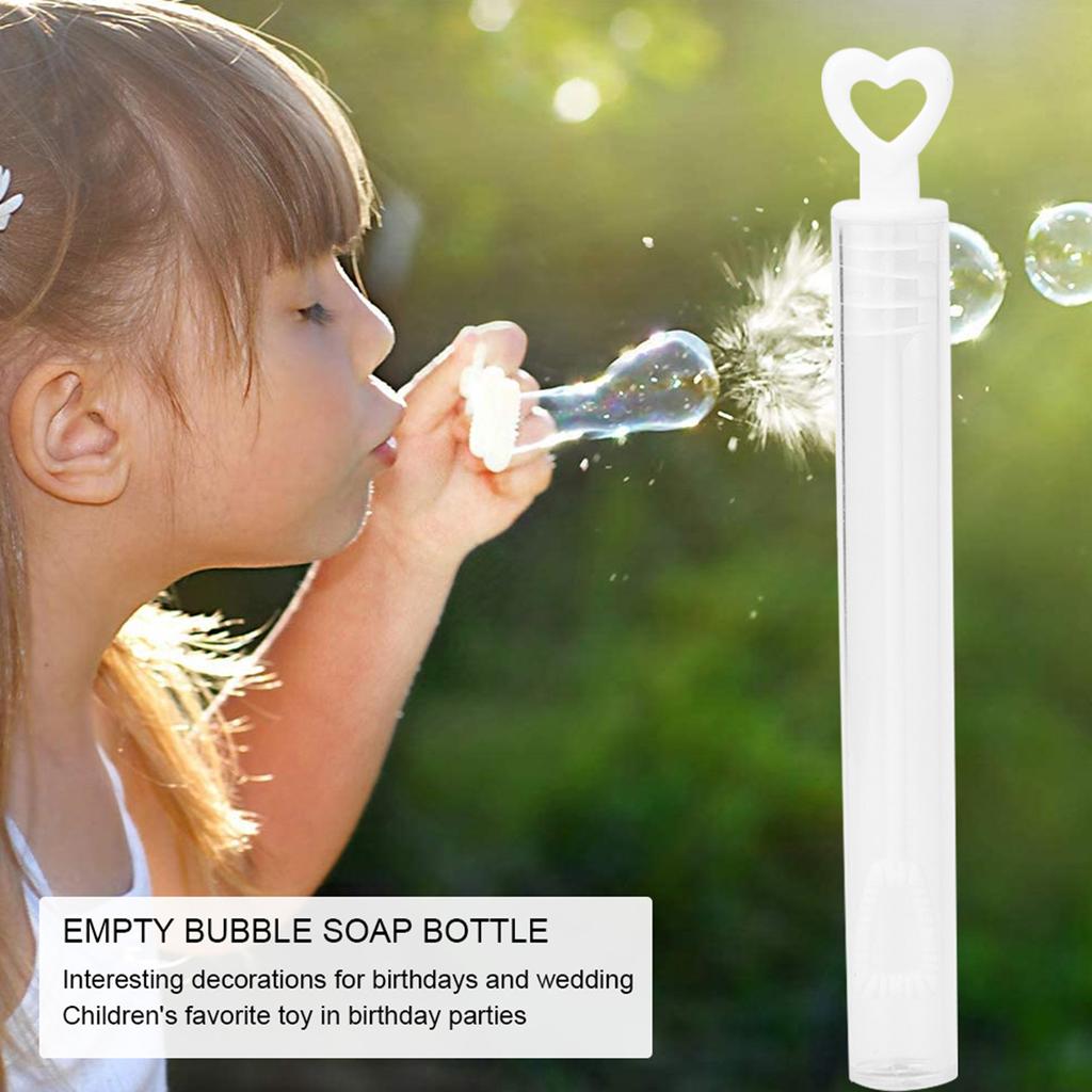 20stk Bubble Wands Tube Tom Bubble Såpeflaske Bryllupsfestdekorasjon Barn LekeHjerte Hvit