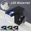LED RGB Color Waterfall Bathroom Basin Faucet Bathroom Mixer Tap Sink Faucet Single Handle Toilet Hot Cold Water Mixer Tap
