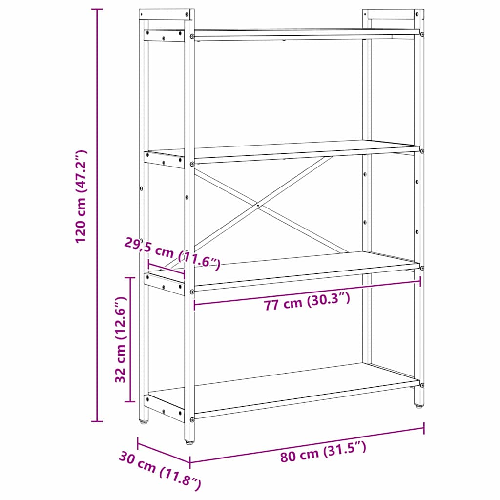 Bookshelf Sonoma Oak 80 x 30 x 120 cm Particleboard