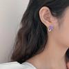 Charm purple three-piece set stud earrings femininity versatile gentle and sweet design set earrings earrings