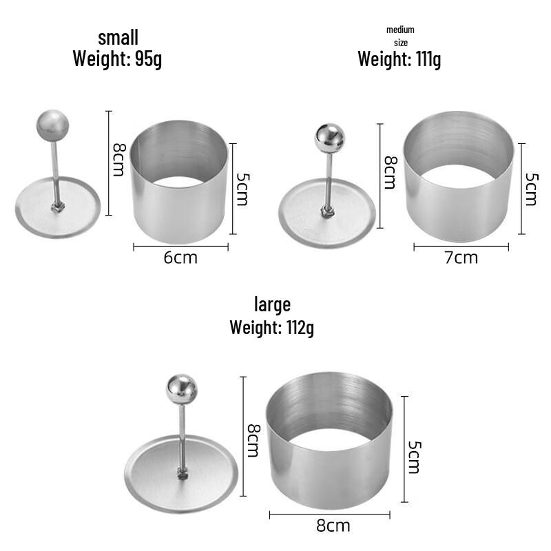 Fanshun Stainless Steel Round Rice Ball & Dessert Molds (3-Piece Set)