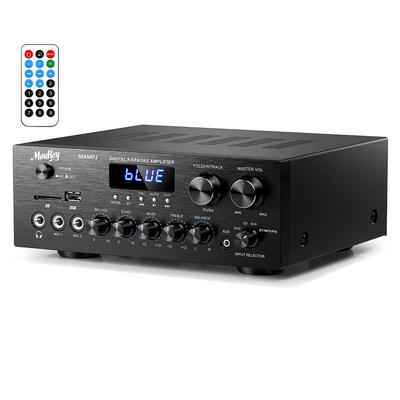 Moukey MAMP1 Sistema Amplificatore di Potenza con Microfono 220W Bluetooth Doppio Canale Audio Stereo Ricevitore con Schermo LCD per Home Theater
