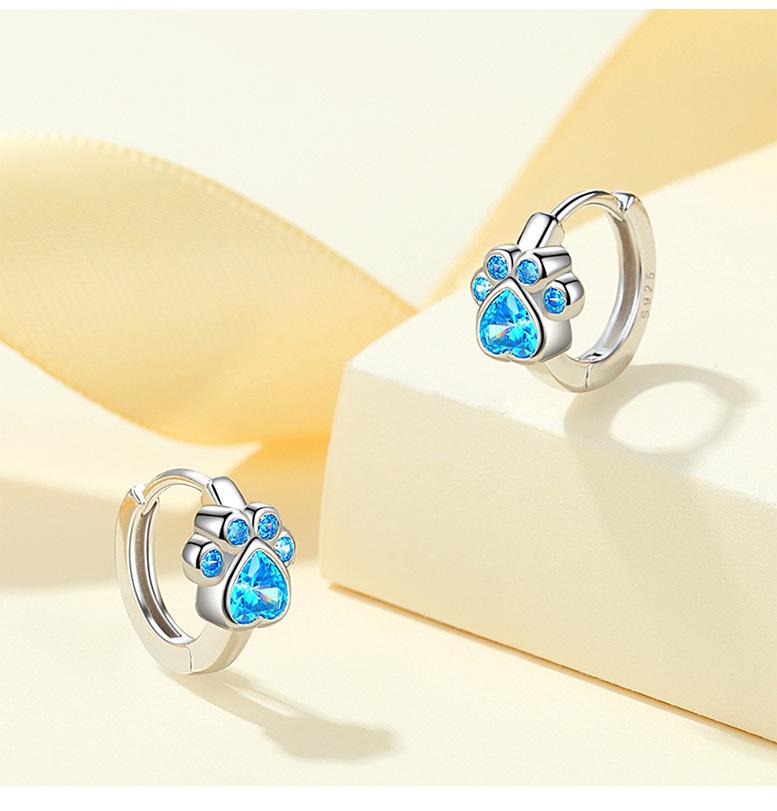 925 Silver Cat tracks hoop Earrings Temperament Simple Inlaid for Women Wedding Jewelry Accessories