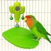 Funny Leaves Shape Bird Perch Stand Wear Resistant with Bells Parrot Play Stands Cactus Bird Mirror Toy Cage Accessories