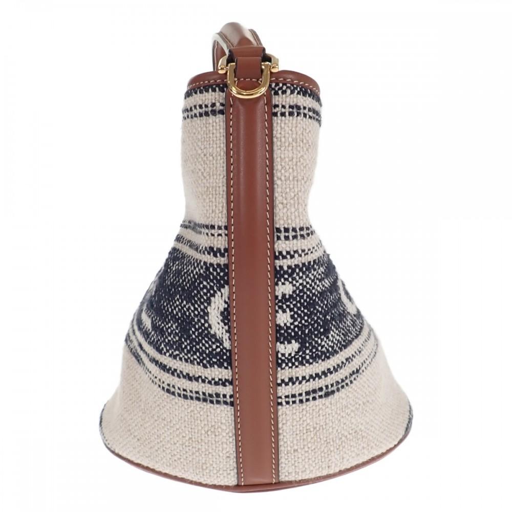 CELINE  197572ERF.01WB Shoulder Bag White Canvas/leather Women