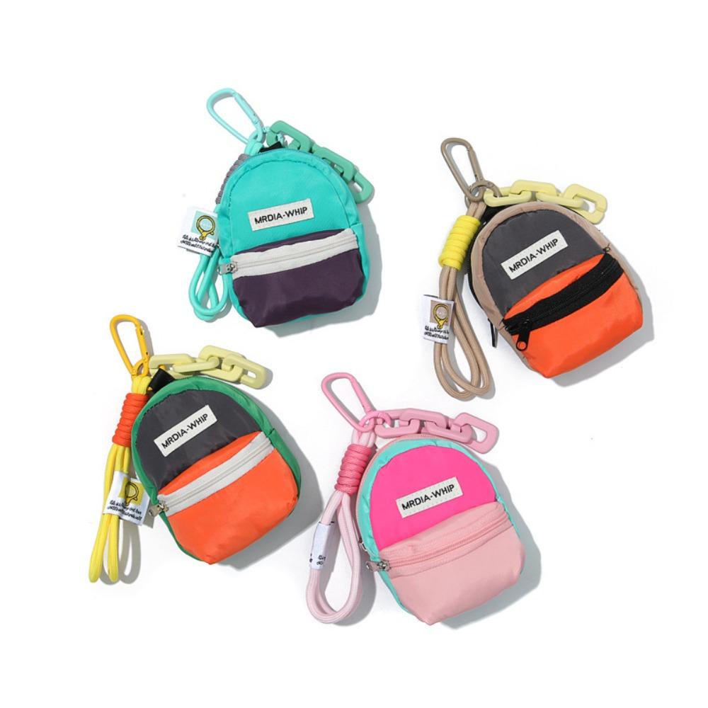 Cute Zipper Coin Purse Mini Key Chain Wallet Pouch Macaron Color Portable Book Bag Pendant Outdoor