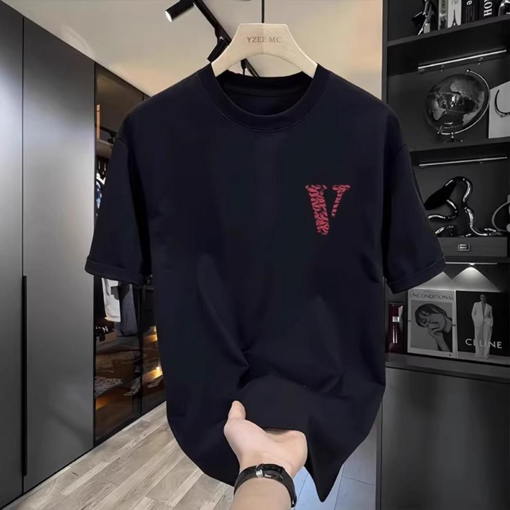 

Women s V-shaped Pattern Simple Pure Cotton Sports and Comfortable Round Neck Short Sleeved T-shirt 3XL чёрный