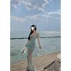 Atmosphere vacation style sweet and spicy high split waist floral dress pure desire beach photo