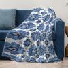 Blue Floral Pattern Throw Blanket Soft Cozy Sofa Bed Decorative Throw Blanket for Living Room Bedroom Kids Room