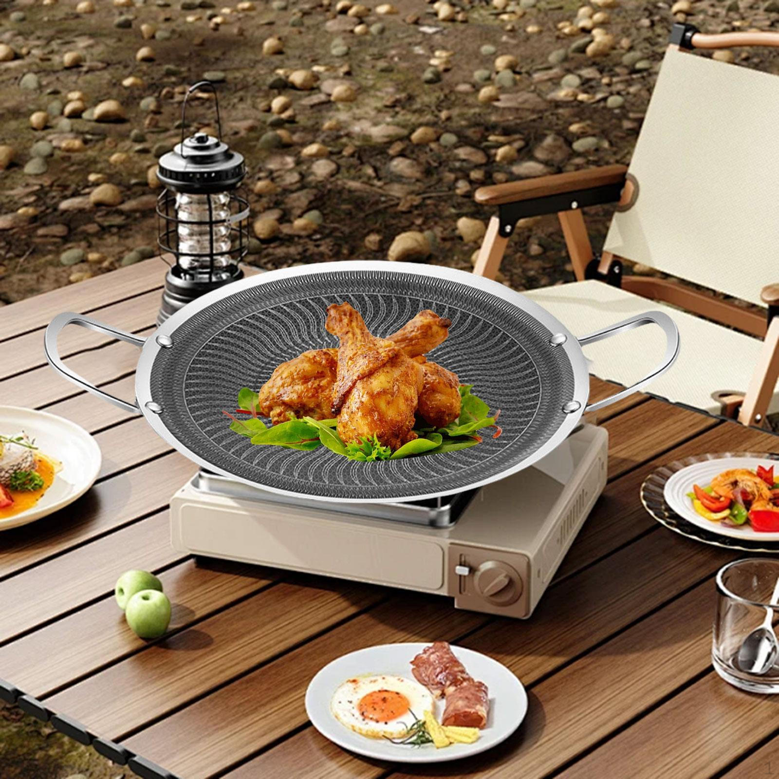 

Гриль-сковорода для барбекю с двойными ручками, прочная переносная сковорода для кемпинга 34cm