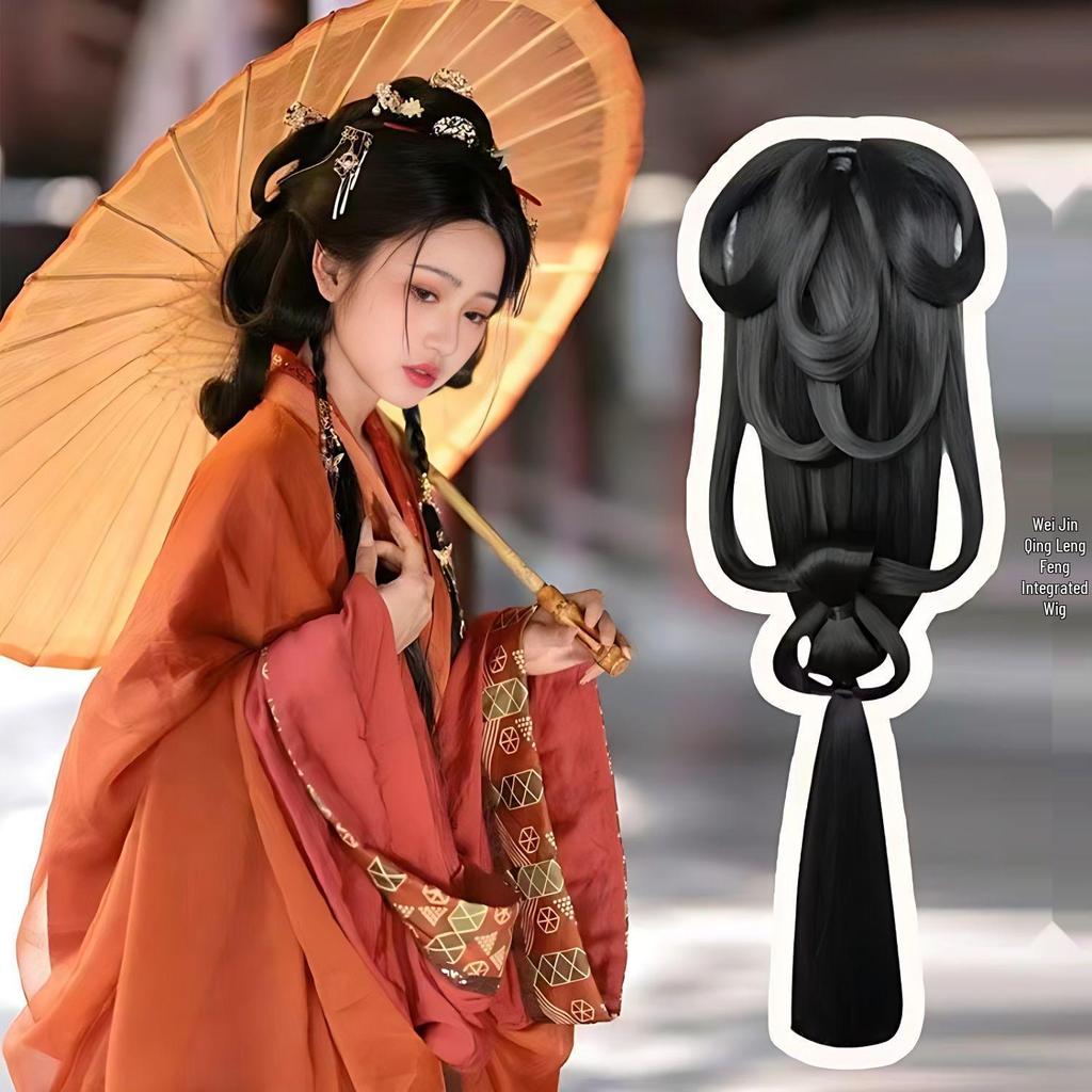 Wei Jin Style Hanfu Headdress Wig Bun with Hair Accessories