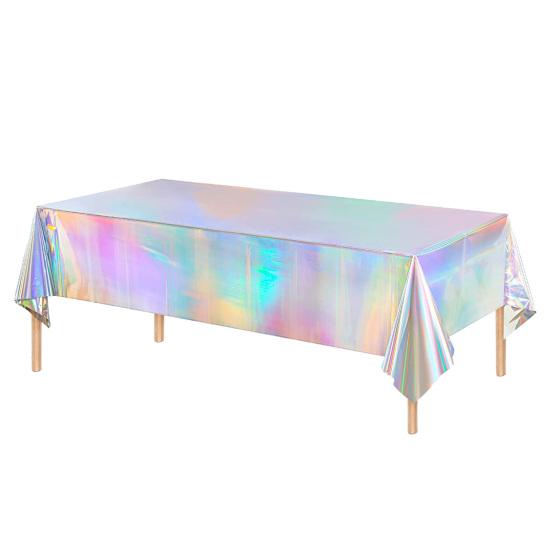 

Прочное украшение для стола без морщин, прямоугольное украшение для вечеринки, скатерть на день рождения, праздничные принадлежности, голографическая скатерть