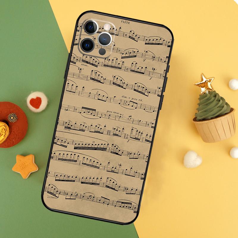 Sheet Music Cover For iPhone 16 15 14 13 12 11 Pro Max Plus Mini 7 8 X XS Max XR Phone Case