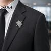 Rhinestone Lapel Pin 1/2Pcs Double-Layered Eight-Pointed Star with Rhinestones, Thickened Alloy Fashion Suit Safety Buckle for Suits Shirts