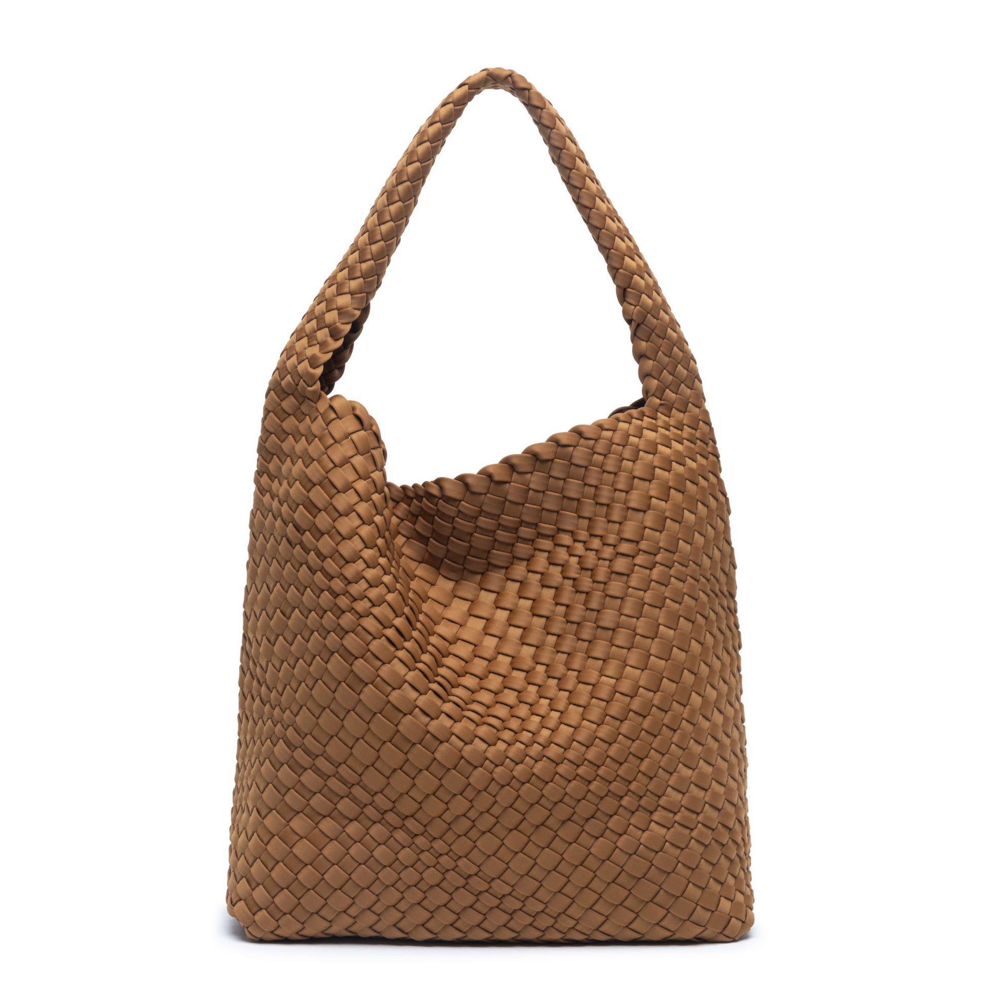 

2025 Fashionable Large Capacity Mother-and-Child Hand-Woven Shoulder Bag коричневий