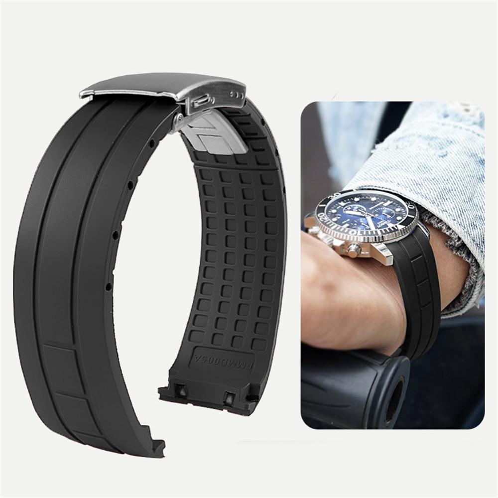 22mm Premium-Grade Rubber Watch Strap Curved End Men Folding Wrist Band Bracelet for MIDO Tissot Seastar T120.407 Watchband