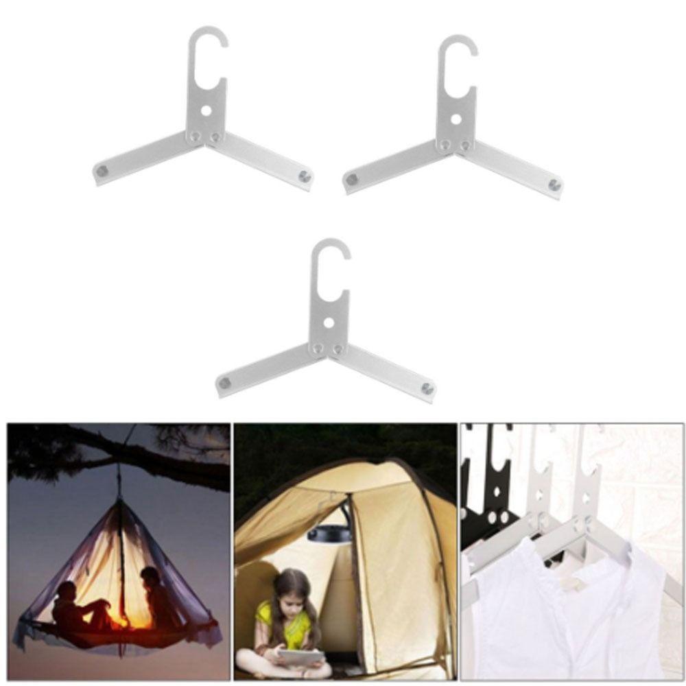 3 Pcs Aluminum Alloy Folding Hanger Non Slip Heavy Duty Portable Drying Rack Windproof Hook Compact Travel Hangers Camping