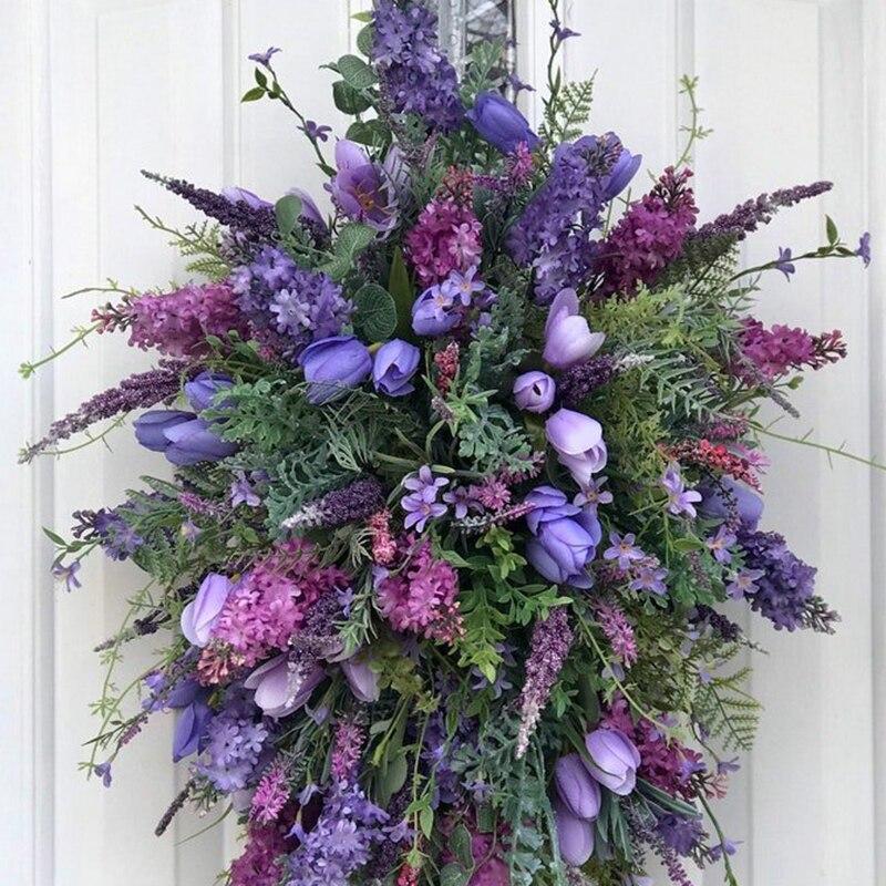 Kunstig vårkrans dekorasjon krans hjemmedekorasjon vårkrans blomsterkrans blomster vår kunstige kranser