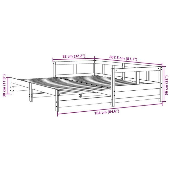 VidaXL Lit de jour sans matelas cire marron 80x200 cm bois pin massif, canapé-lit, lit d'invité, lit de repos double, lit de 854951