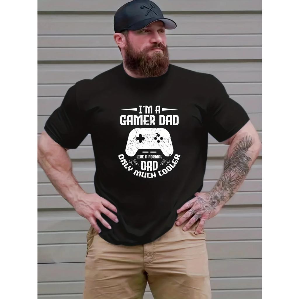 'I'm A Gamer Dad'pattern design -100% cotton summer O-neck short sleeve casual printed men's T-shirt