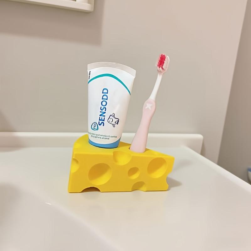 1pc Creative Cute Funny Cheese Toothbrush Holder, Toothpaste Storage Rack,Suitable for Christmas, Halloween Gift Decoration