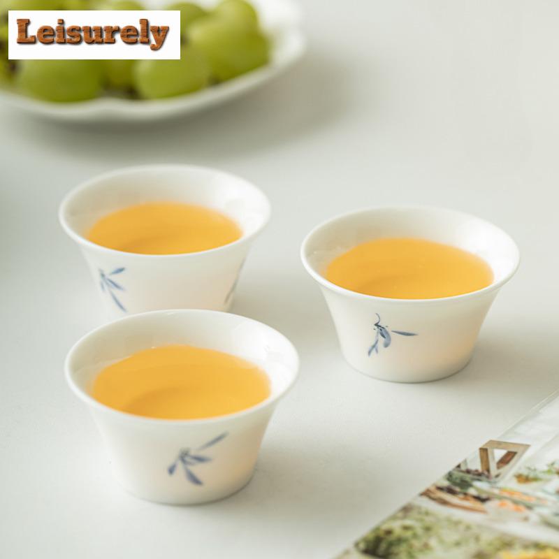 Ręcznie Rysowany Zestaw do Herbaty Orchidea Motylkowa Zen 1 Czarka 3 Filiżanki Czajnik do Herbaty Zestaw do Herbaty Przenośny Podróżny Skórzana Torebka Ręczna Chiński Zestaw do Herbaty Prezent