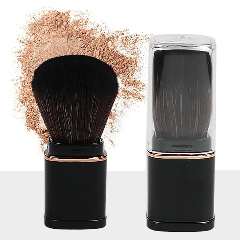 Pincel Cosmético Retrátil Mini Portátil para Pó Facial Blush Iluminador Cerdas de Fibra