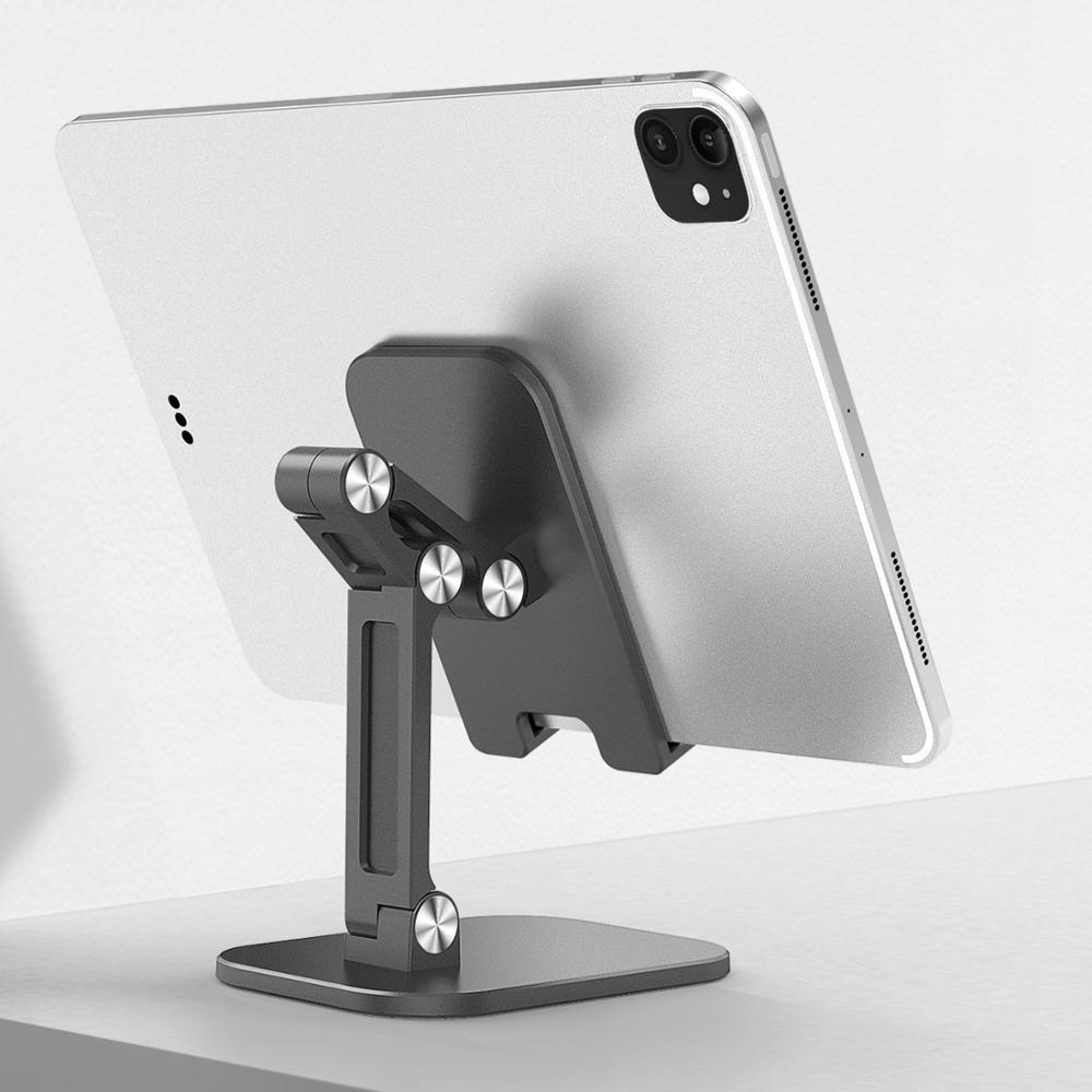 Foldable Desk Mobile Phone Holder Stand for IPhone IPad Pro Tablet Flexible Metal Table Desktop Adjustable Cell Smartphone Stand for Online Class