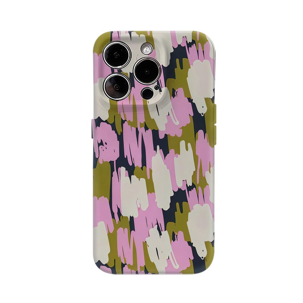 

Pink & Olive Brush Strokes Phone Case for IPhone 17AIR 16E 16 15 14 13 12 11 17 Pro Max Plus Double-layer Back Cover IPHONE13MINI