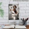 2D Flat Funny Dachshund On Toilet Metal Sign - Humorous Bathroom Wall Decor, Aluminum Hanging for Restroom, Bedroom or Man Cave - Unique Gift Idea