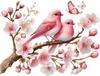 QT2310#15cm Pink Bird & Cherry Blossom Branch Car Sticker, Suitable for Laptop, Car, Truck, Van, SUV, Motorcycle, Bumper, Window