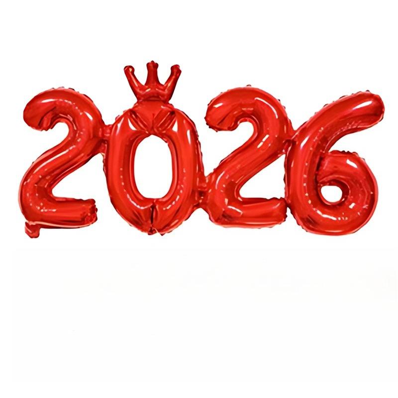 

Фольгована куля Цифра 2026 Корона - Для Різдвяних та Новорічних прикрас, Святкове партійне приладдя, Різдвяні прикраси others червоний