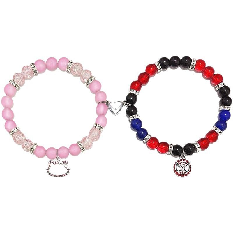 Spider Friendship Bracelets Matching Bracelets for Couple Best Friends Bff Magnet Heart Bracelets Goth Jewelry Gifts for Women
