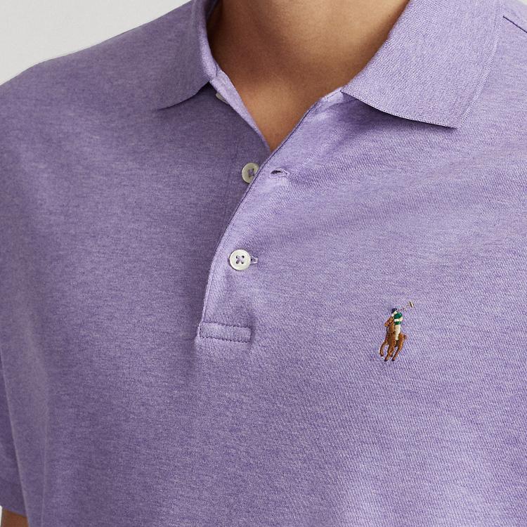 Polo Ralph Lauren Small Pony Embroidered Casual Slim Fit Short Sleeve Polo Shirt Men tops Lilac MNPOKNI1N821143-500