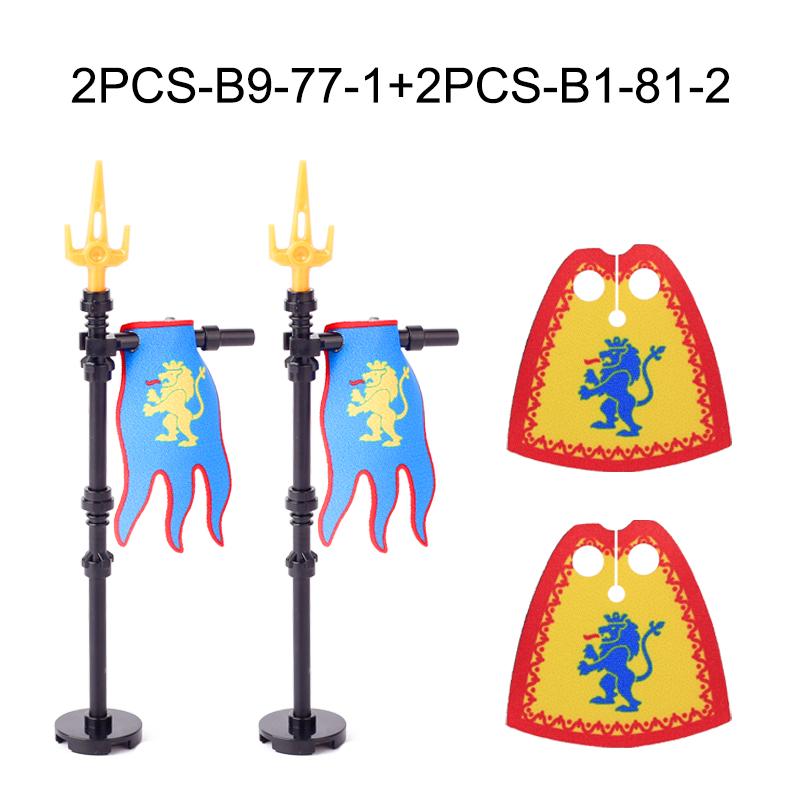 Medieval Military War Army Castle Knight Soldier Figures Building Blocks Weapon Cloak Helmet Shoulder Armor Flag Warrior Shield