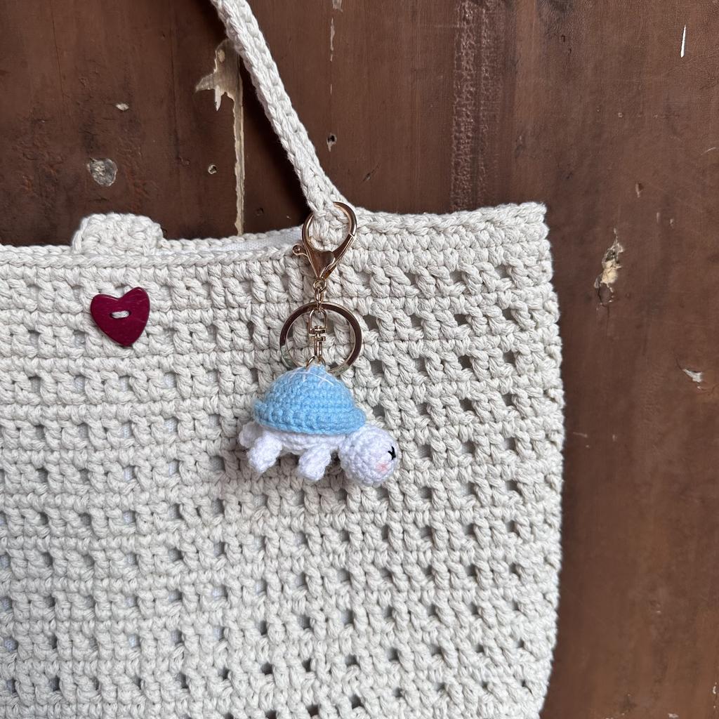 Crocheted Blue Pink Lovely Sleeping Turtle Wool Keyrings For Car Key Knitted Keychain For Bag Pendant Handmade Jewelry Gift