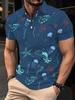 Printed Design – Not Textured Men's Short Sleeve - Vibrant Ocean-themed Print, Breathable Lightweight Fabric, Casual Golf Beachwear, Digital Heat