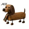 Plaid Scarf Dachshund Figurine Figurine, Retro Dog Statue with Paw Puppy Desktop Decoration Print Charm, Handcrafted Mini