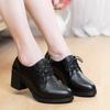 Spring and autumn new women's casual single shoes fashion pointed thick heel single shoes lace up comfortable