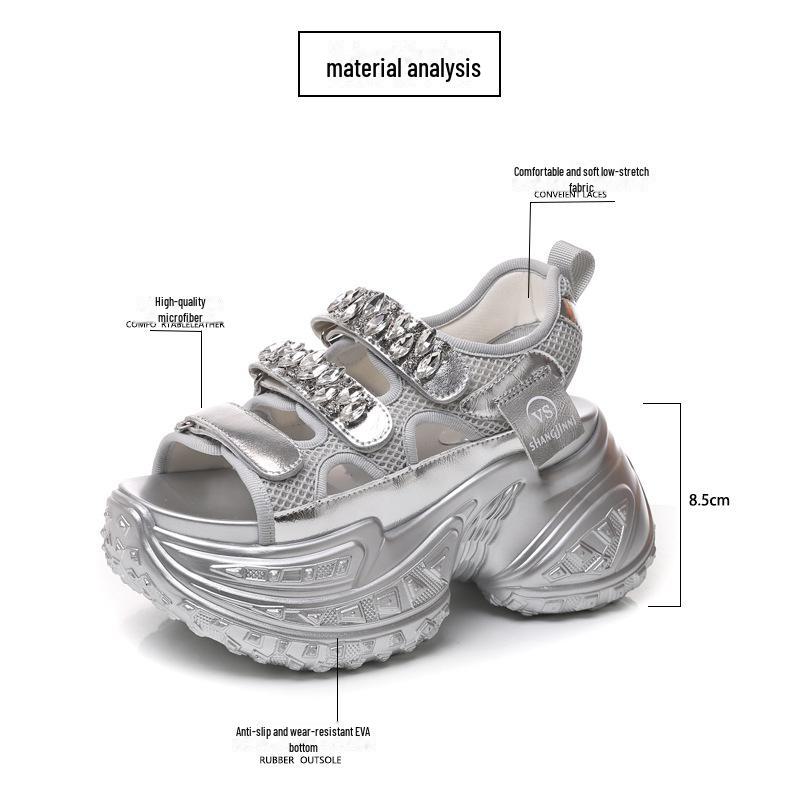 SJN9131-17 Women's Thick-Soled Rhinestone Heightening Sandals - 2024 Summer Fashion Roman Beach Shoes