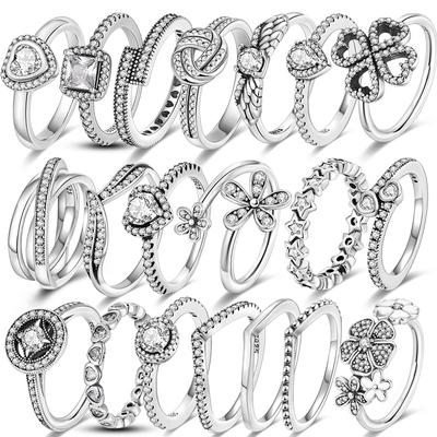 Silver 925 Ring Princess Tiara Crown Sparkling Love Heart Rings Fit Original For Women Engagement Luxury Jewelry Anniversary