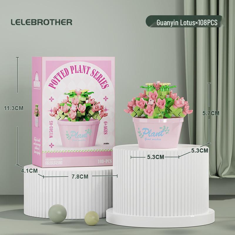 Preserved Flower Bonsai & Rose Succulent Building Blocks - Compatible with LEGO