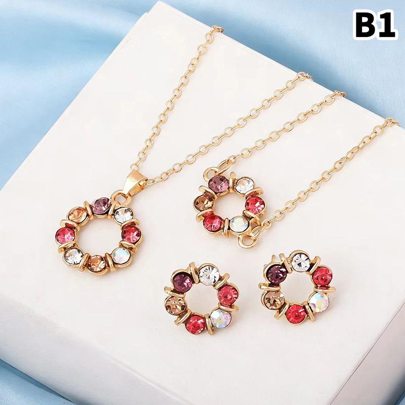

Necklace Earrings Set Rhinestone Crystal Design Women Pendant Chain Fashion Style Jewelry Set Anniversary Gift B1