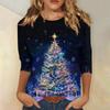 Women's Fashion Casual Christmas Printed Round Neck Long Sleeve Pullover Top