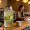Glass Pitcher 2L Cold Drinks Jug with Handle and Lid Large Capacity Glass Pitcher for Tea Coffee Juice Milk Lemonade