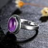 New Fashion 8x10 MM Oval Natural Amethyst Rings Women's  Silver  Ring Wholesale High Quality Gifts Vintage Fine