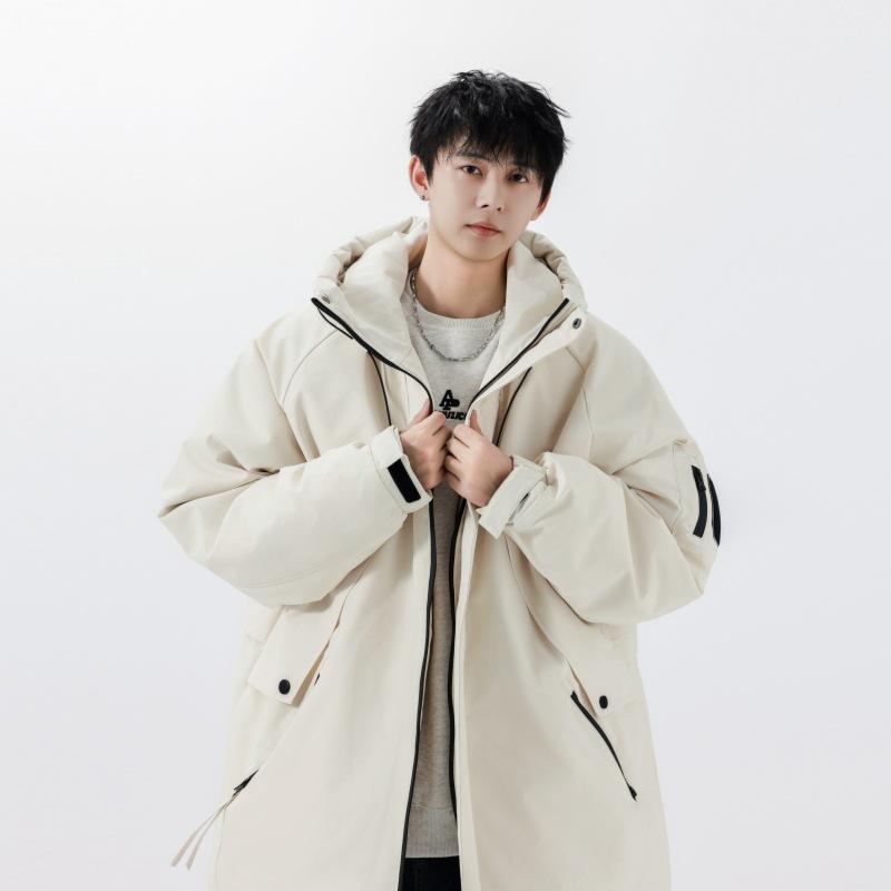 Autumn and Winter Fashionable Thickened Hooded Down Jacket Youth White Duck Down Warm Casual Jacket Trendy