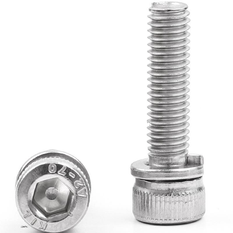 304 Stainless Steel Hex Spring Washer Screw Bolt, Cup Head, M4/M6