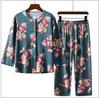 Home Wear for Middle-Aged Mother Spring/Summer Long Sleeved Trouser Pajamas Set 100% Viscose Ladies Sleepwear