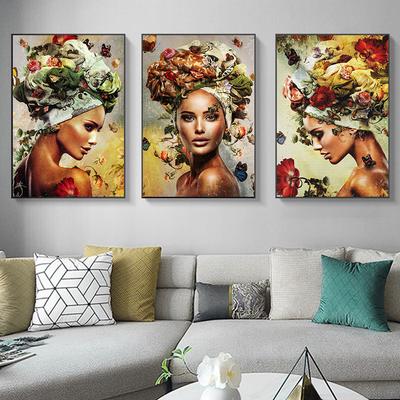 Peinture florale décorative impression d'art abstrait femme affiche peinture intérieur toile peinture art mural salon décoration maison